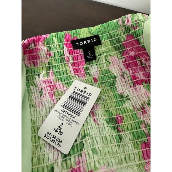 Torrid Midi Poplin Tiered Ruffle Strap Dress Floral NWT - Picture 9 of 9